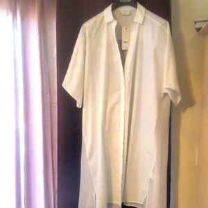 White Longline Button Up Shirt/Dress